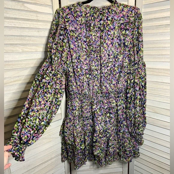 Ted Baker London Karlie Multicolor Black Smocked Detail Tiered Mini Dress 14 New - Picture 4 of 14